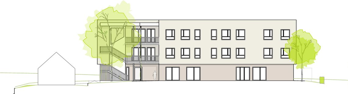 Grafik-Entwurf des Fachpflegeheims in Neuenstadt
