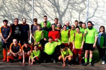 Hatten Grund zum Jubeln: Die Fußballteams der Johannes-Diakonie beim Turnier in Weinheim. 